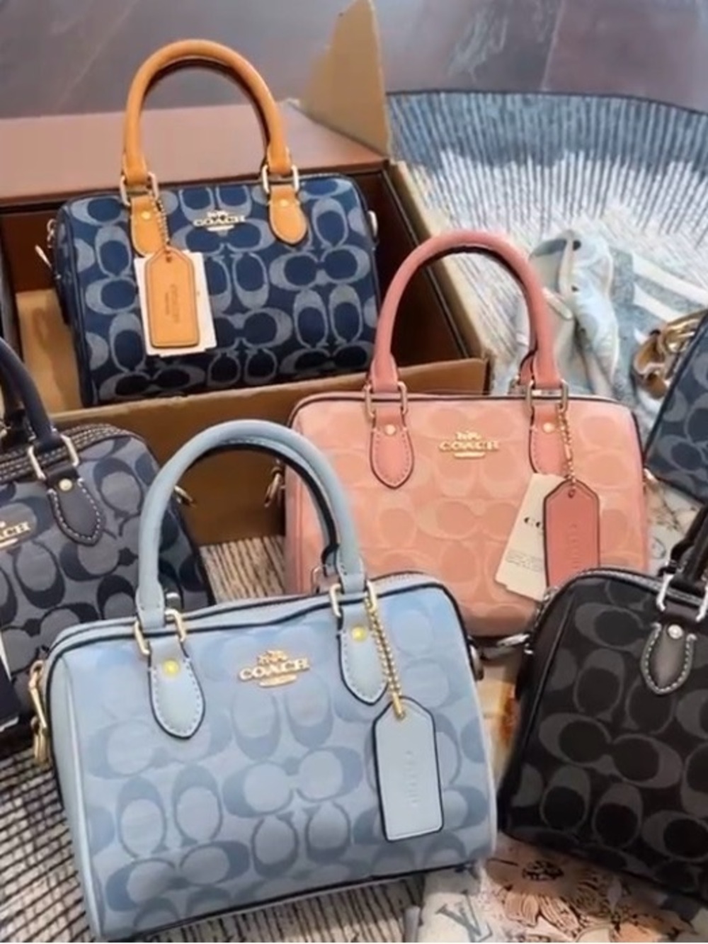 Coach Mini Satchel in Light Blue and Soft Pink
